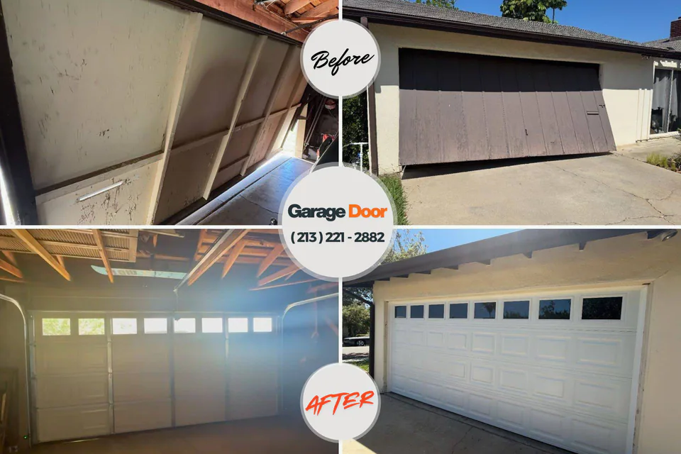 Before and after: garage door repair Little Ferry, NJ